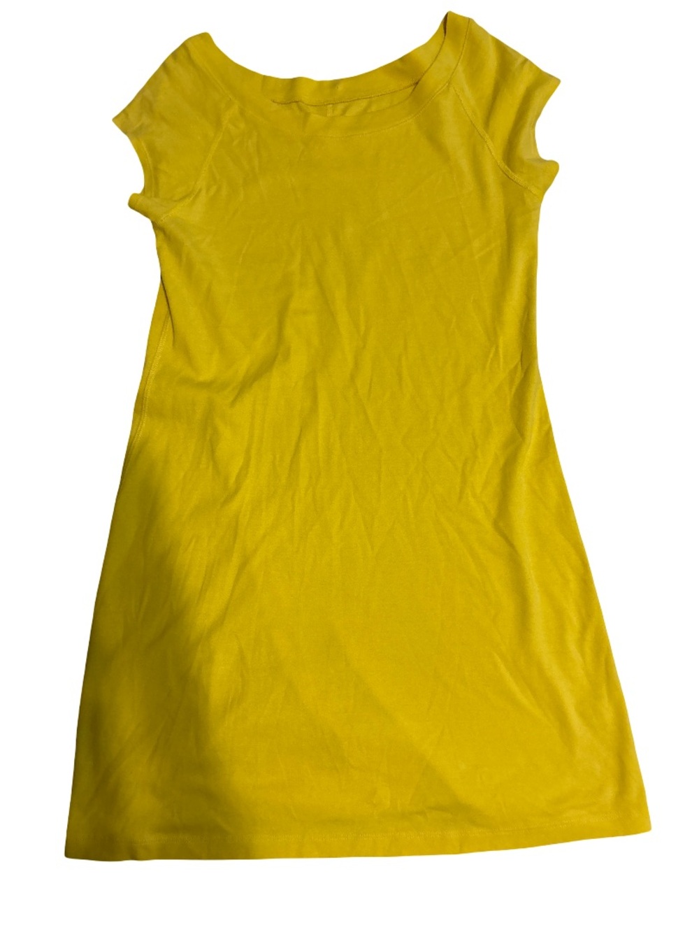Chelsea & Theodore Bright Yellow Scoop Neck Cap Sleeve Tunic Dress
